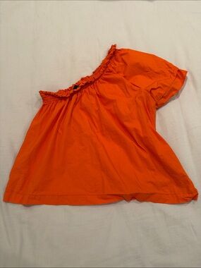 J. Crew Bright Orange Off-Shoulder Ruffle Top
